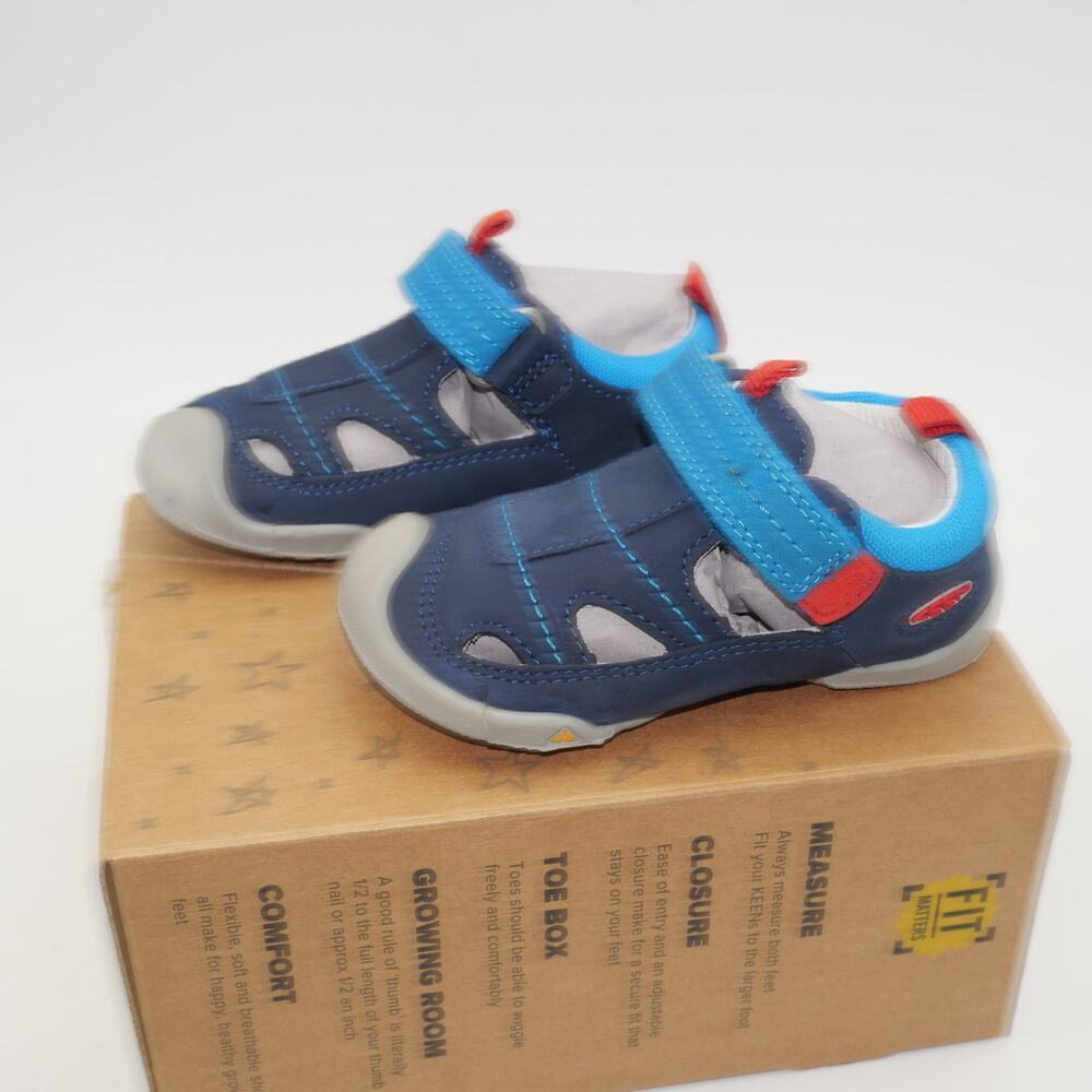 Keen Kids Navy Blue and Light Blue Sandals with Red Accents